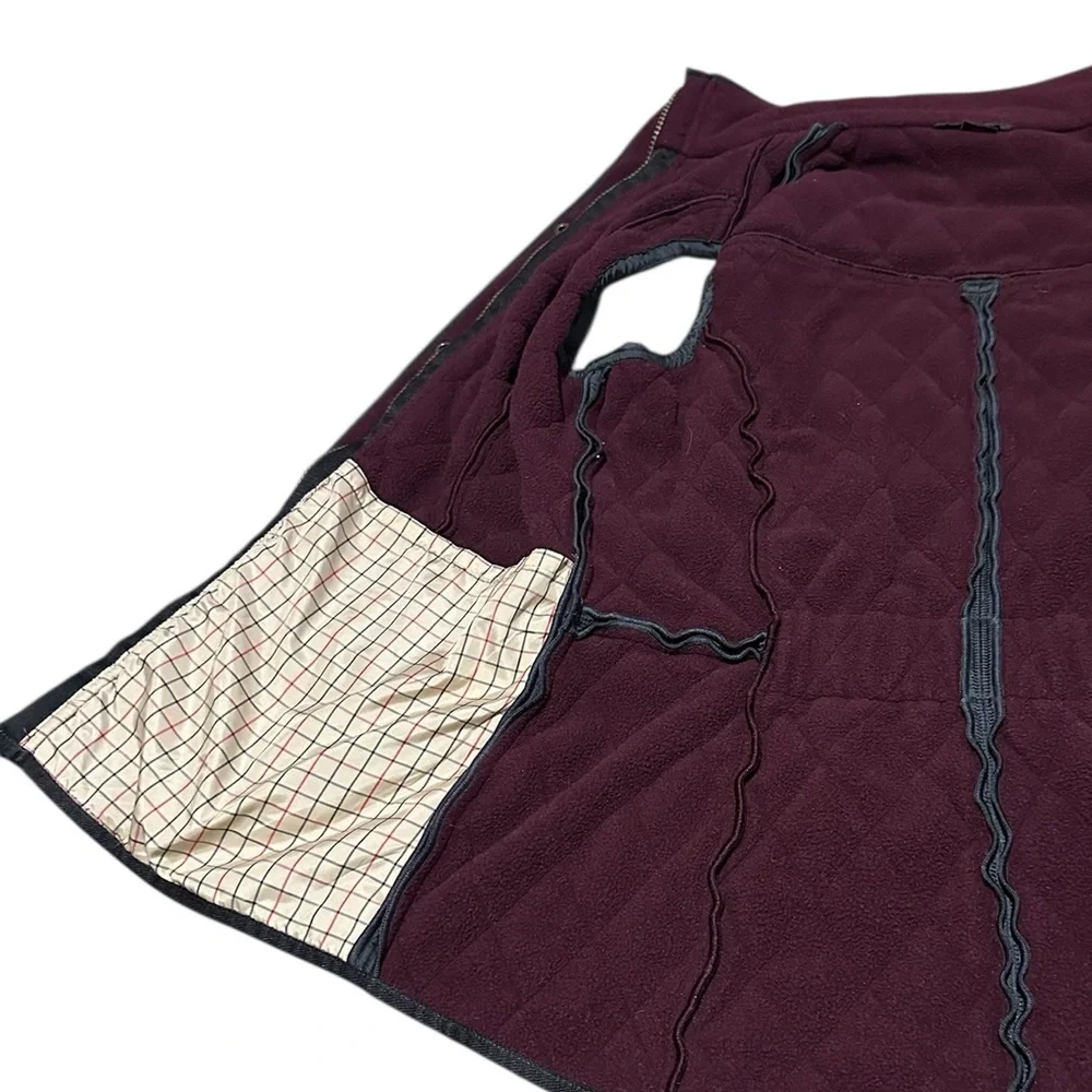 Barbour Women's Quilted Wray Gilet Vest Black Burgundy Fleece Interior Size 10 - Picture 11 of 14